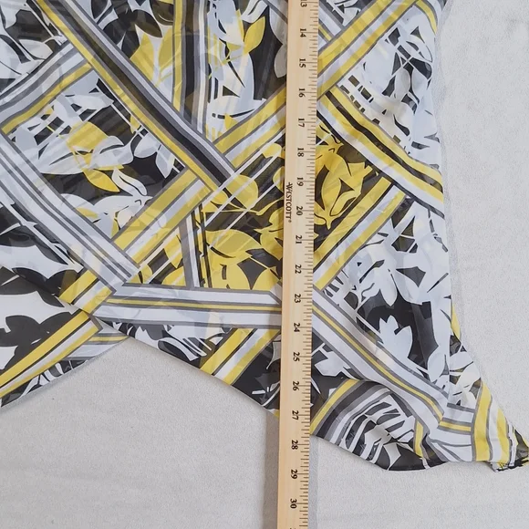 Tanjay Yellow Black Semi Sheer Blouse, Large - Picture 7 of 10